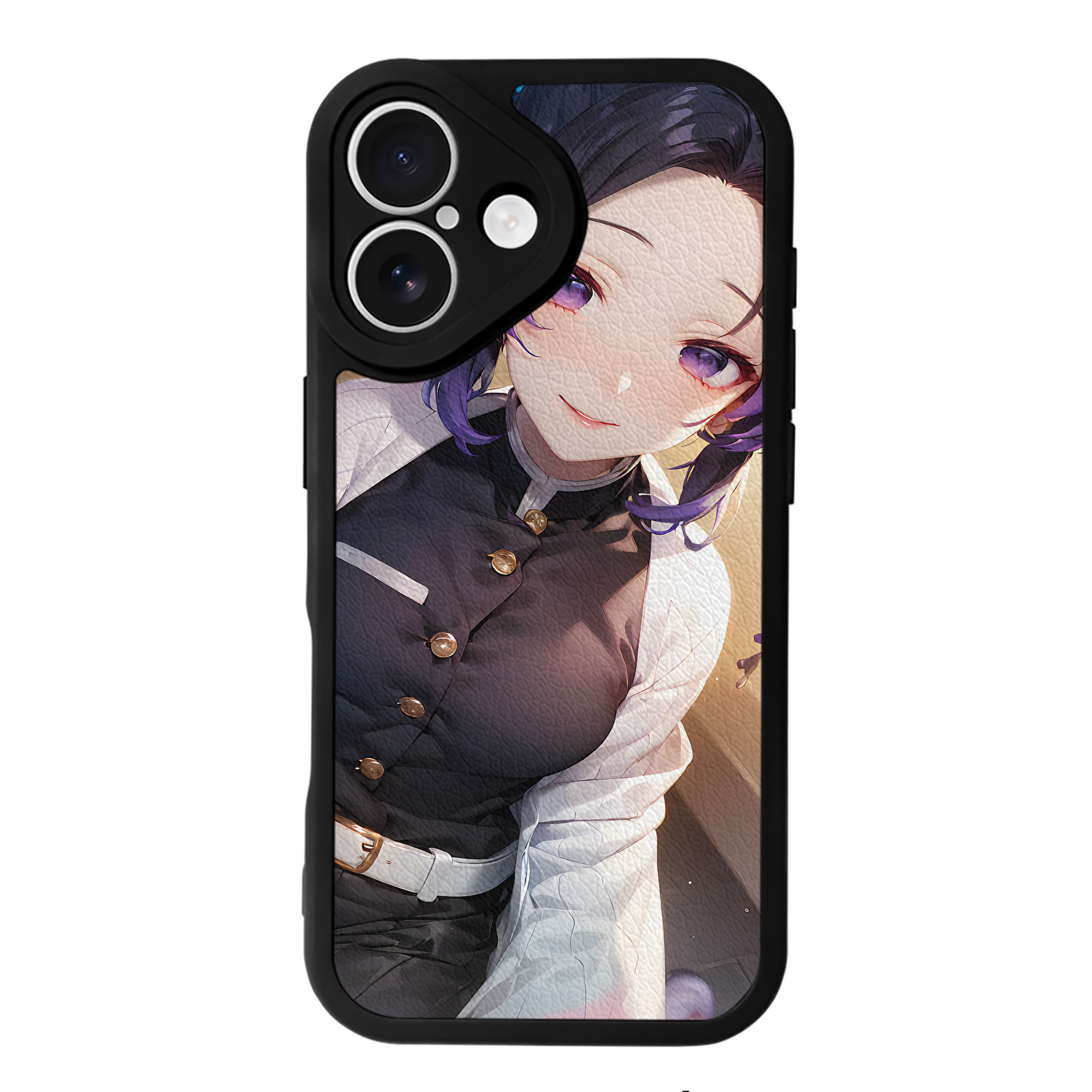 （画像用） 鬼滅の刃（きめつのやいば）蟲柱-胡蝶 しのぶ／こちょう しのぶ Kochou Shinobu 【iPhone 16シリーズ対応】シリコンスマホケース（レザー調） 材質：シリコン